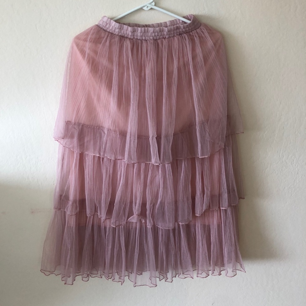 Pink Ruffled Tulle Skirt